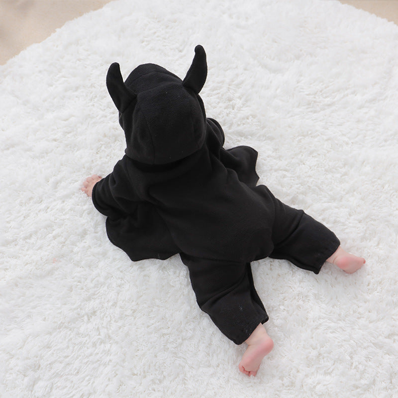 Fladdermusoverall för baby med huva, svart – bild 5