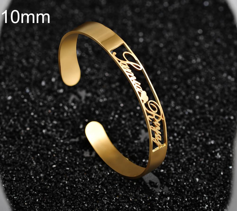 Guldfärgad graverad armring, 10 mm bred