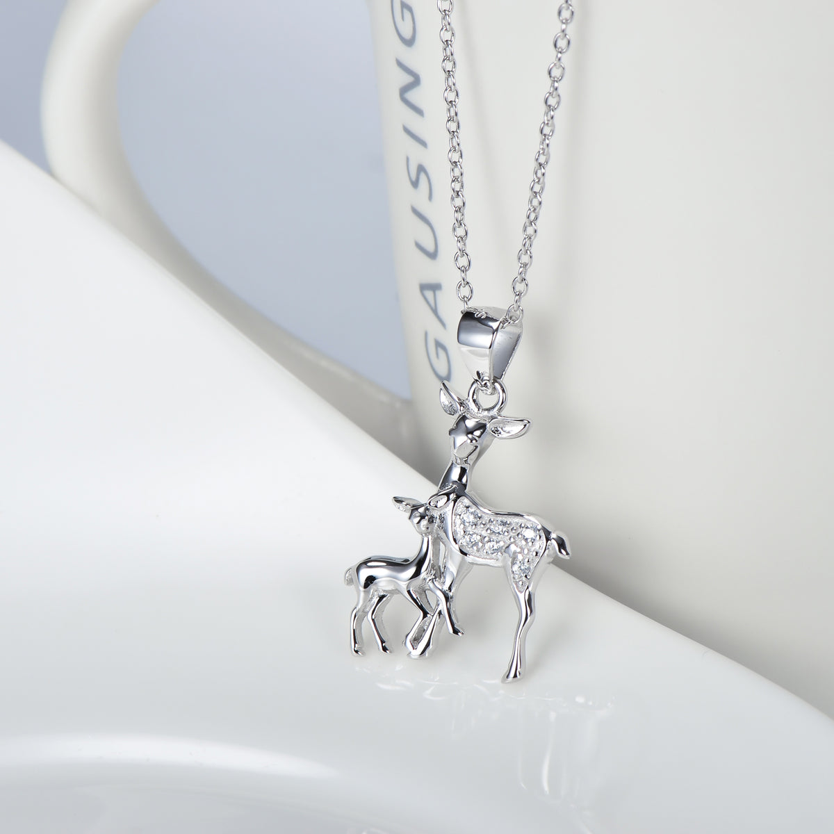 Silverhalsband 925 med hjortkalvshänge – bild 5