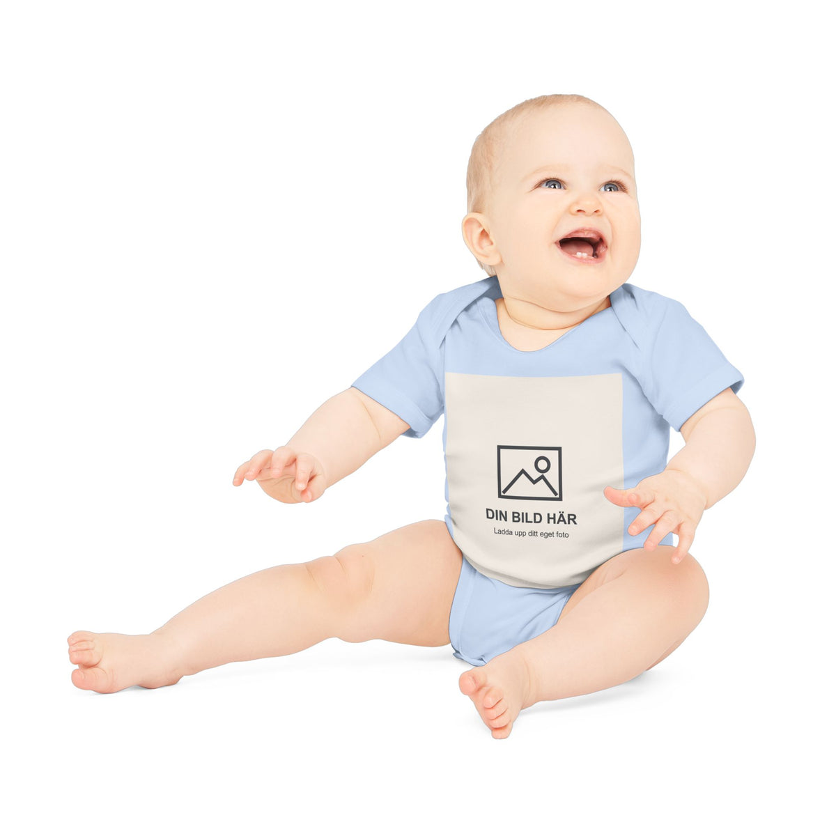 Babybody i ekobomull med eget foto