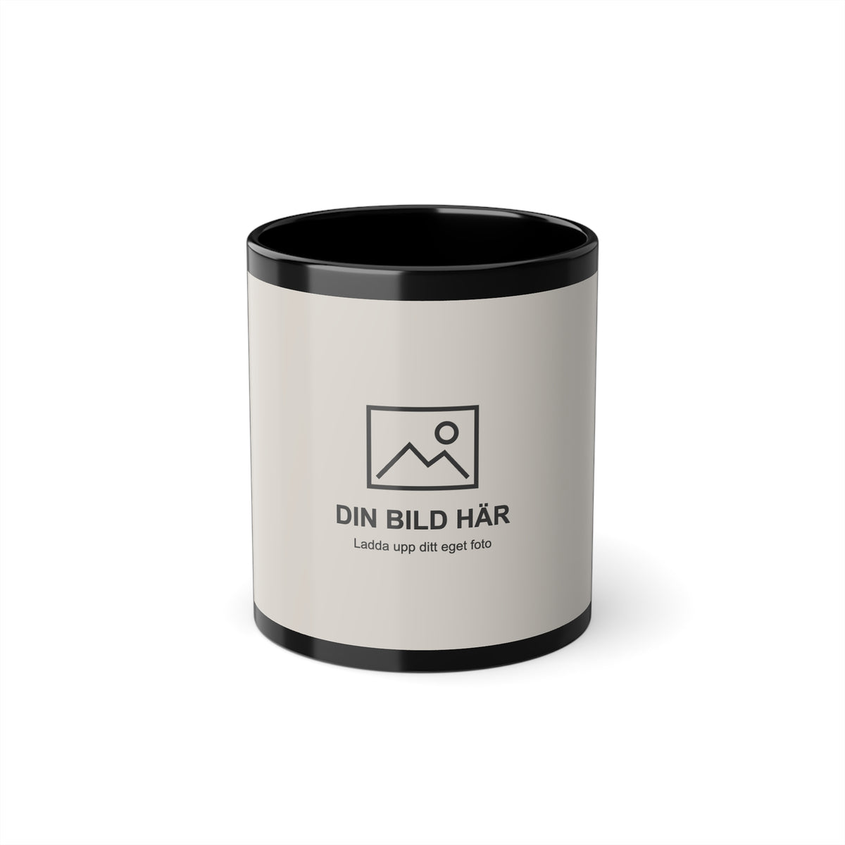 Svart mugg med eget foto
