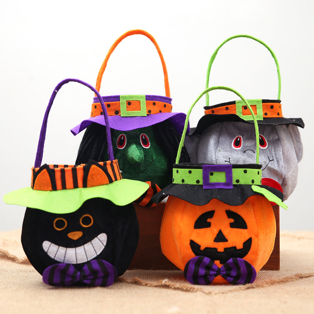 Rund godispåse i tyg till halloween