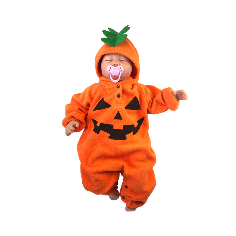 Långärmad babydräkt i bomull, orange