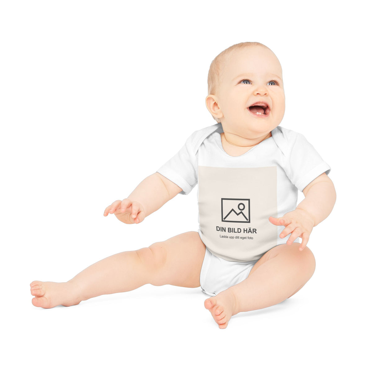 Babybody i ekobomull med eget foto