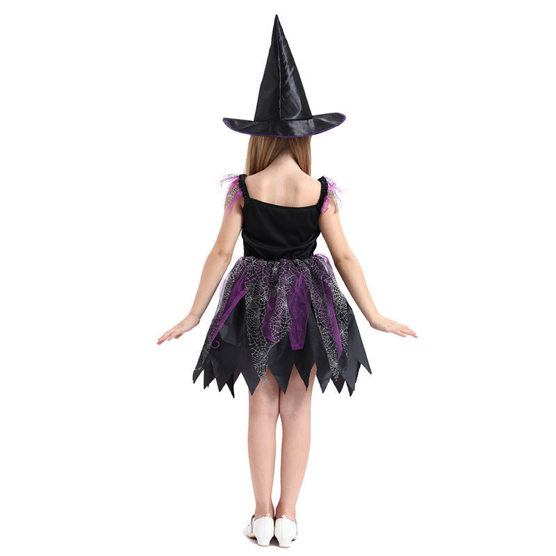 Svart häxklänning för barn till Halloween