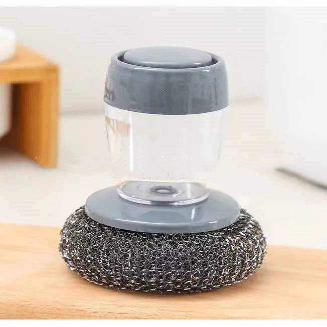 Diskborste med stålull och tvåldispenser