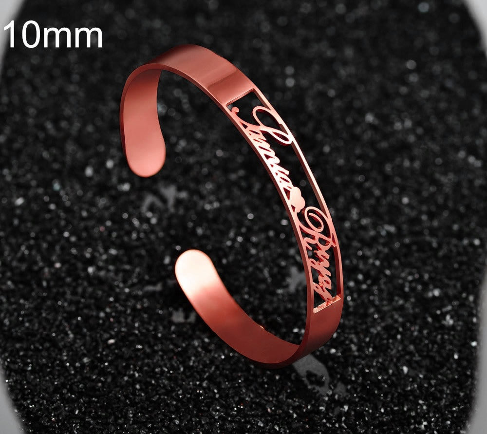 Roséguldfärgad graverad armring, 10 mm bred