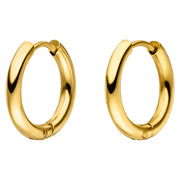 Släta hoops-örhängen 14 mm i guldpläterat stål