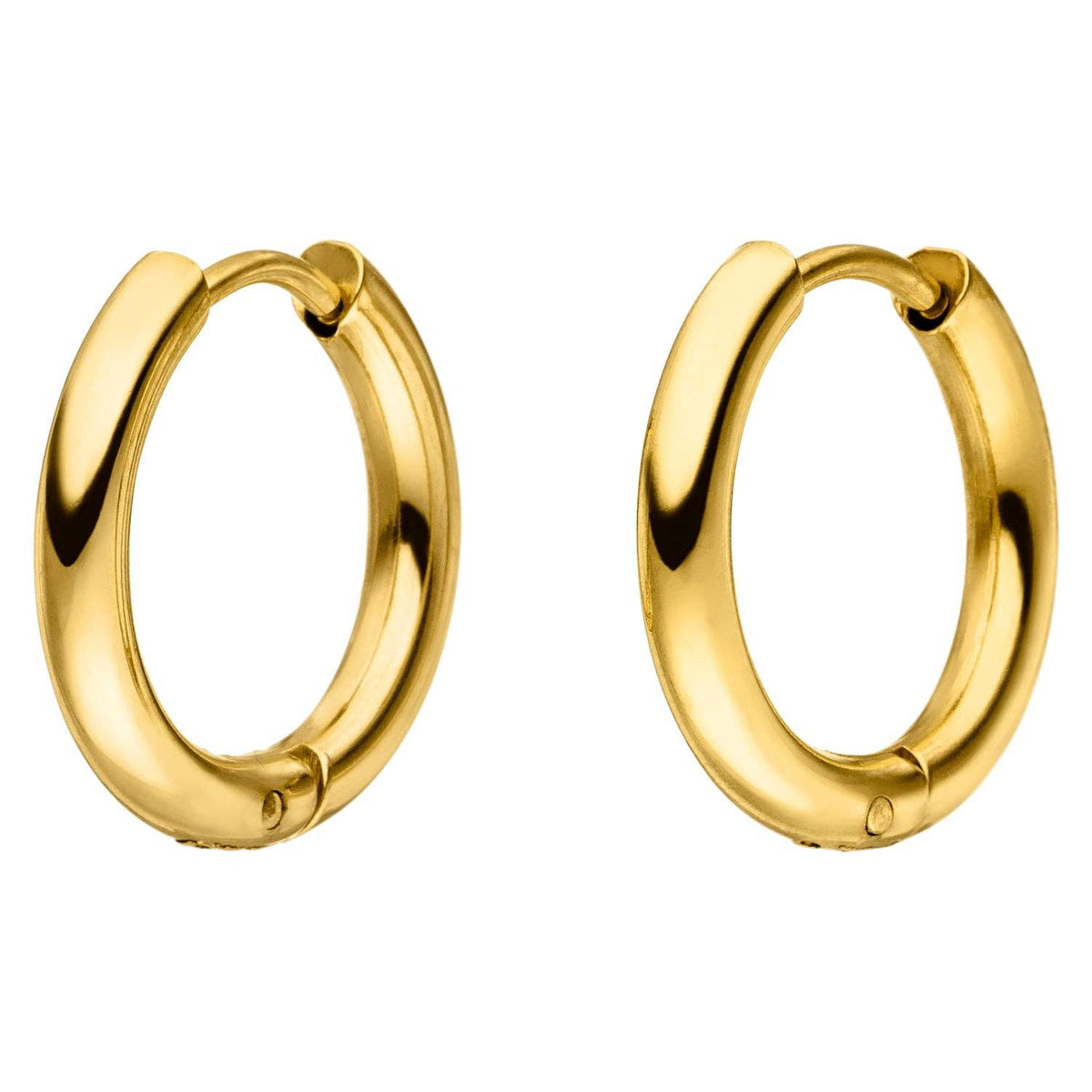 Släta hoops-örhängen 14 mm i guldpläterat stål