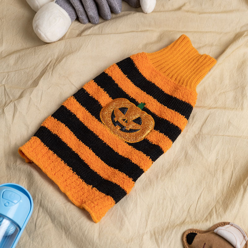 Halloweentröja för hund i orange med pumpamotiv