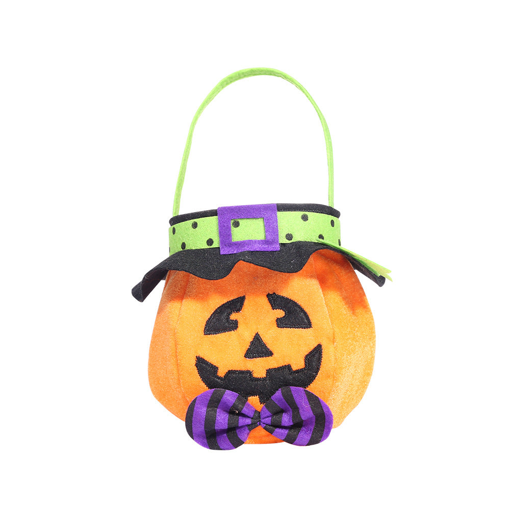 Rund godispåse i tyg till halloween – detaljbild