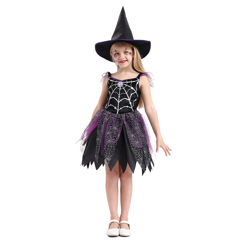 Svart häxklänning för barn till Halloween