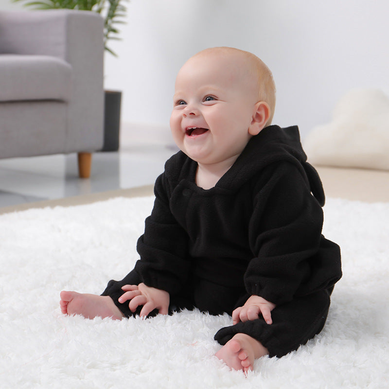 Fladdermusoverall för baby med huva, svart – bild 3
