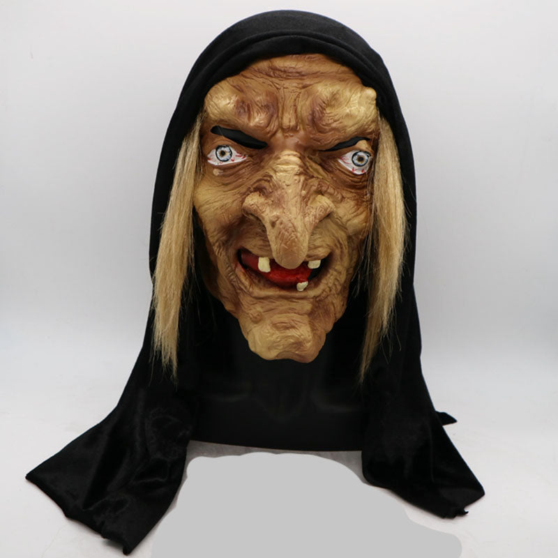 Häxmask i latex, heltäckande halloweenmask – bild 1