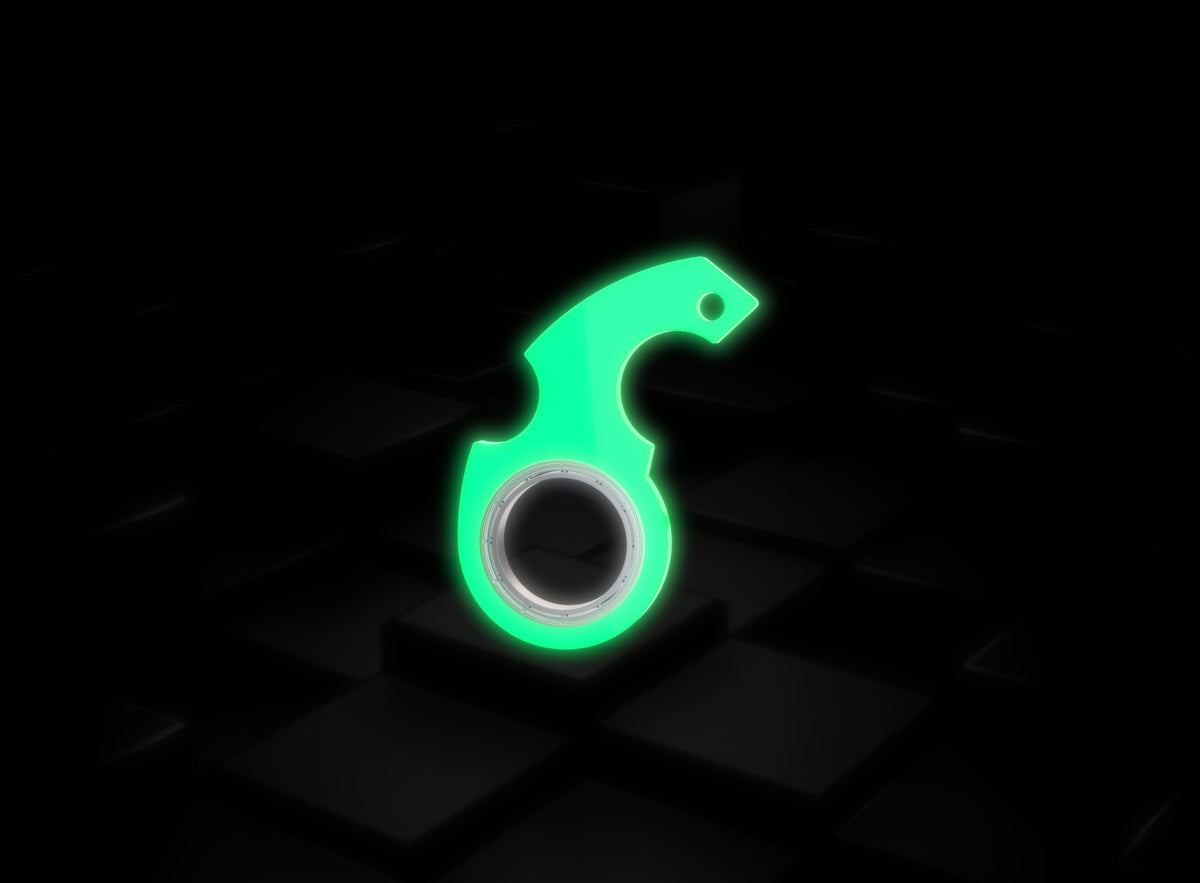 Fidget spinner med nyckelring – självlysande grön