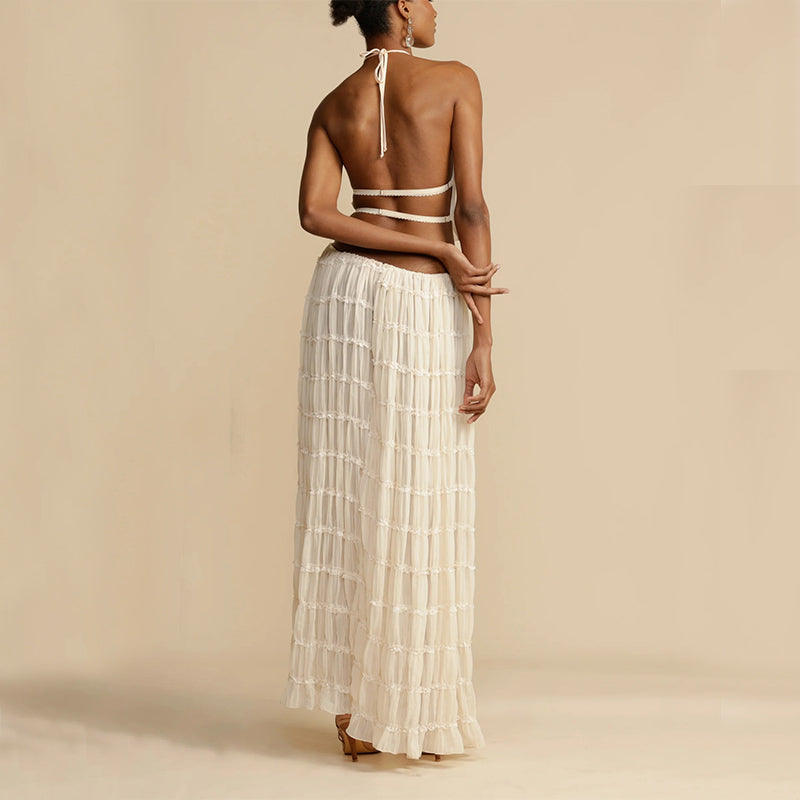 Tvådelat set i vitt bakifrån med knuten halterneck