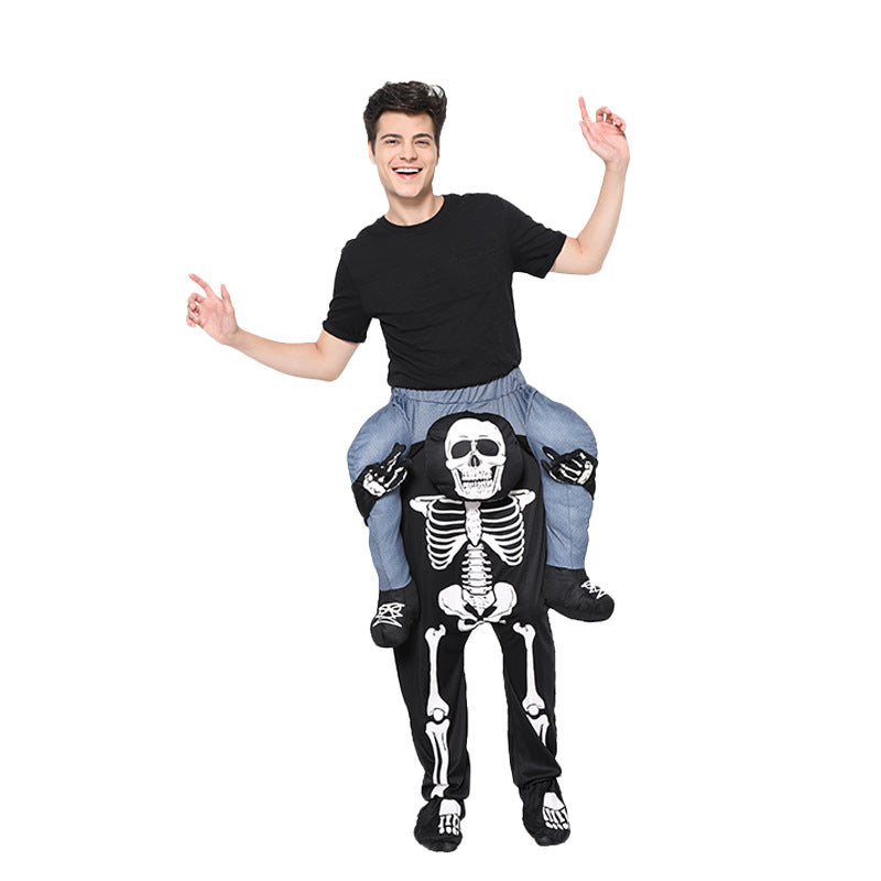 Svart halloweendräkt med hästmotiv