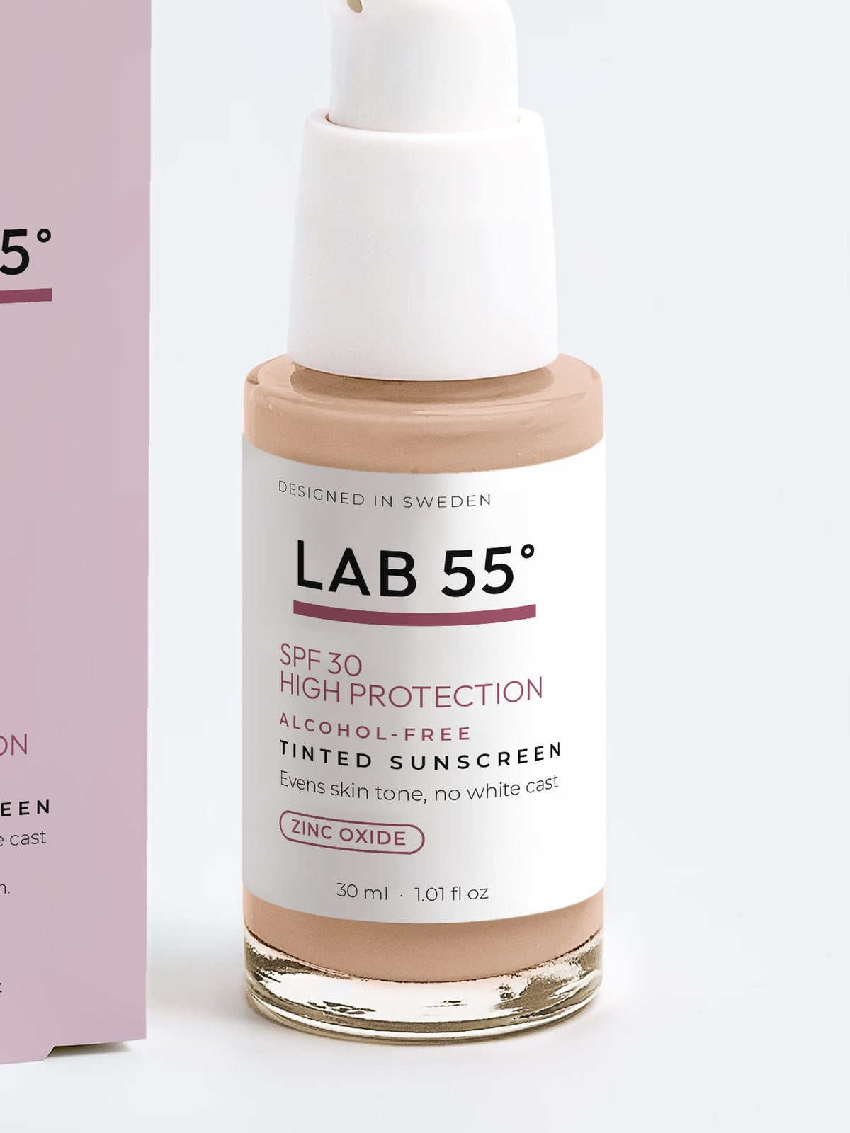 LAB 55 Tonad mineralsolkräm SPF 30 – närbild