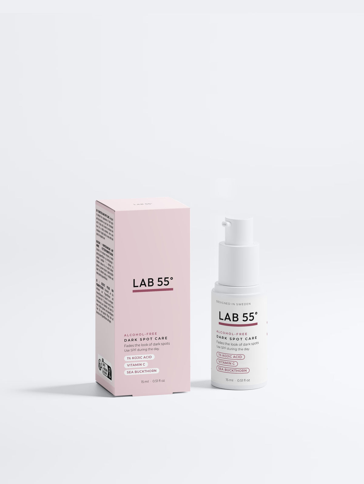 LAB 55 Dark Spot Care med kojicsyra, 15 ml – flaska och förpackning