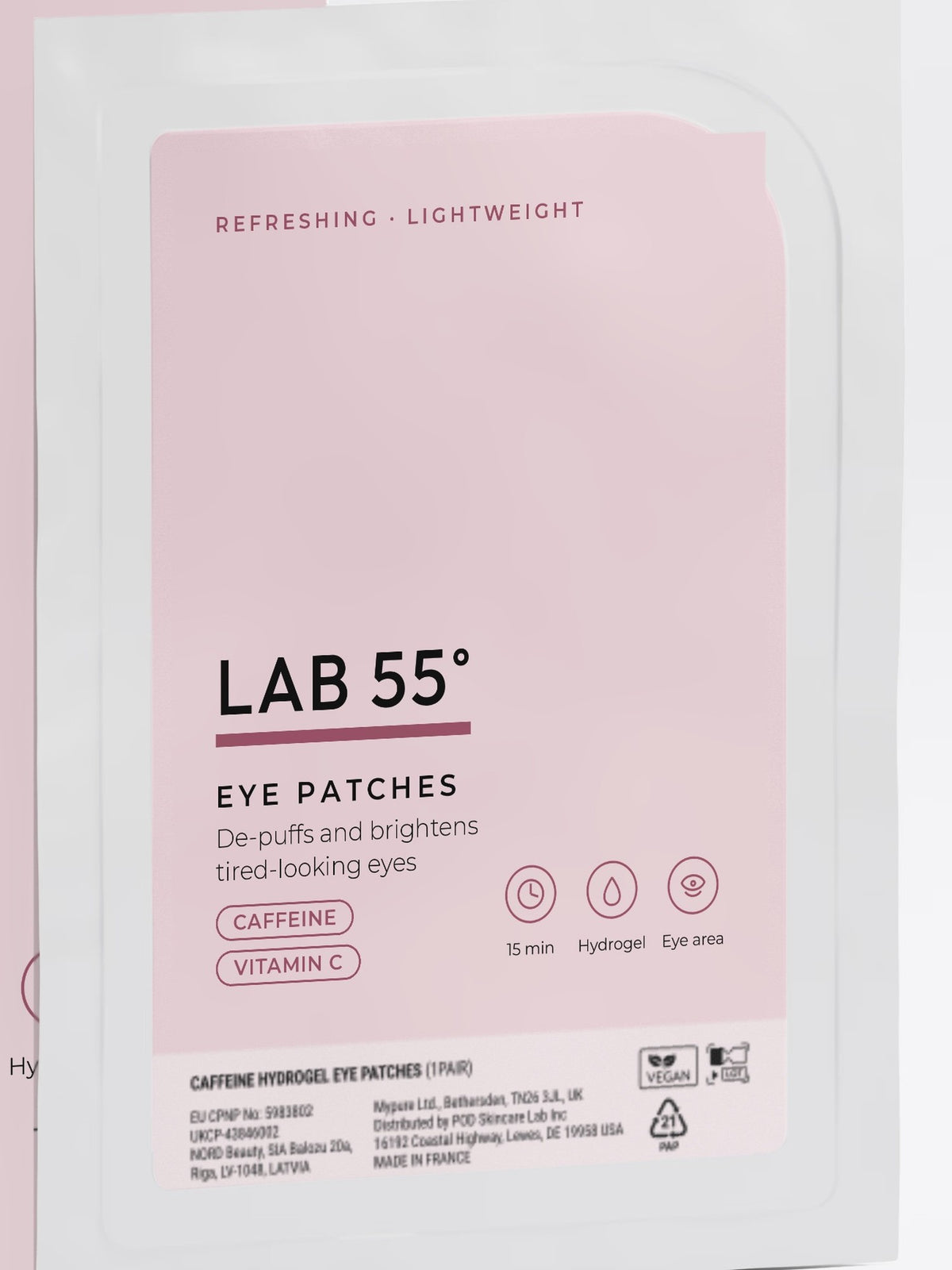 LAB 55 Hydrogel-ögonpads med koffein & C-vitamin – närbild