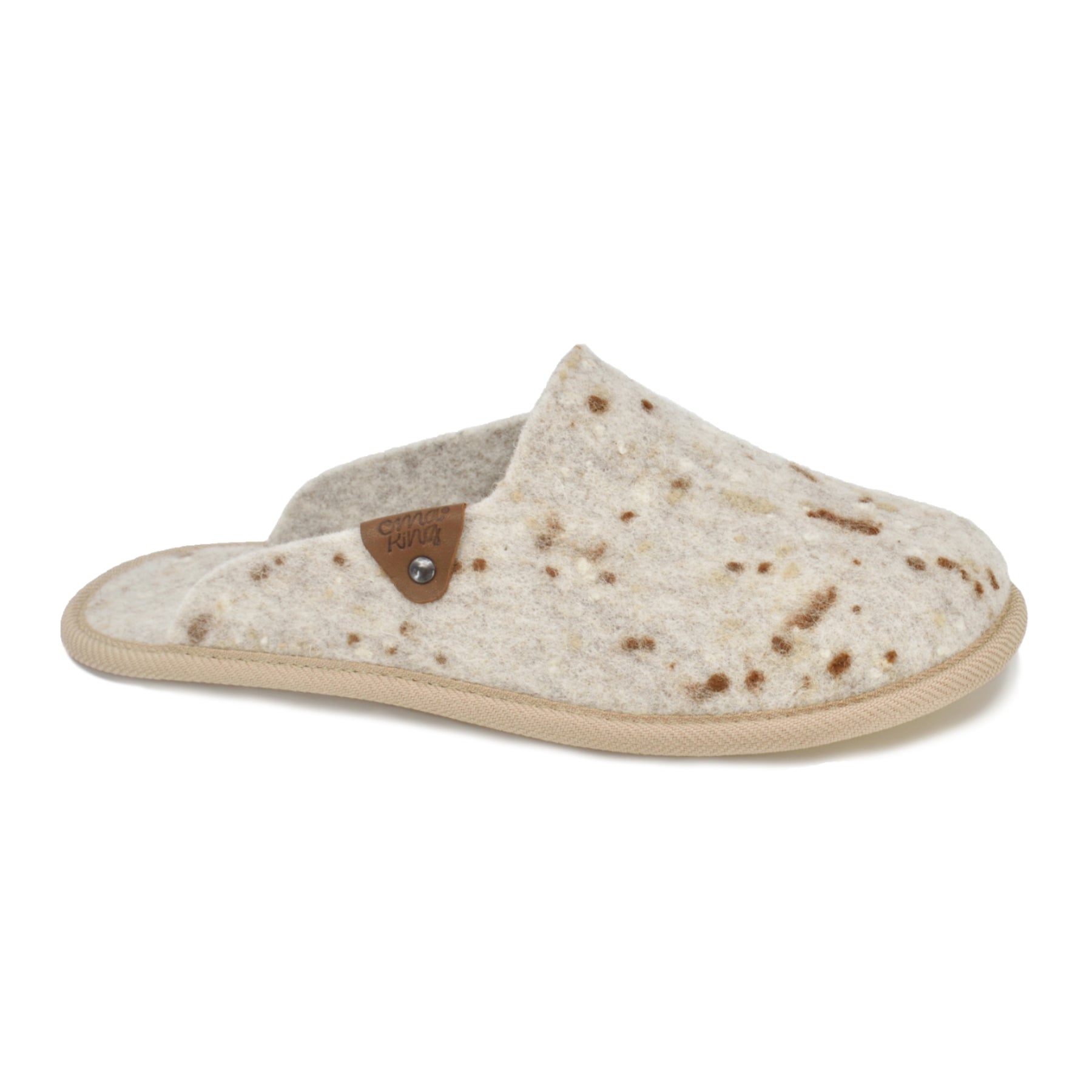 Tofflor i naturfilt Pelsi - Beige med prickar