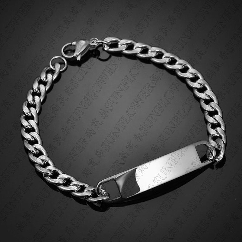 Armband i silver med slät platta för gravyr