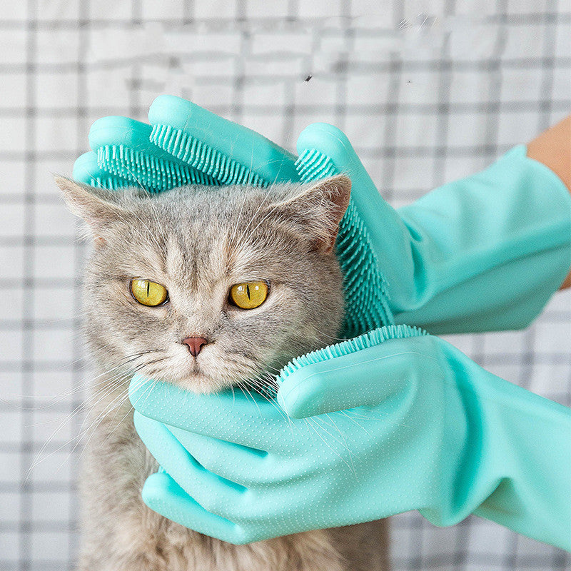 Pälsvårdshandske i silikon för hund och katt