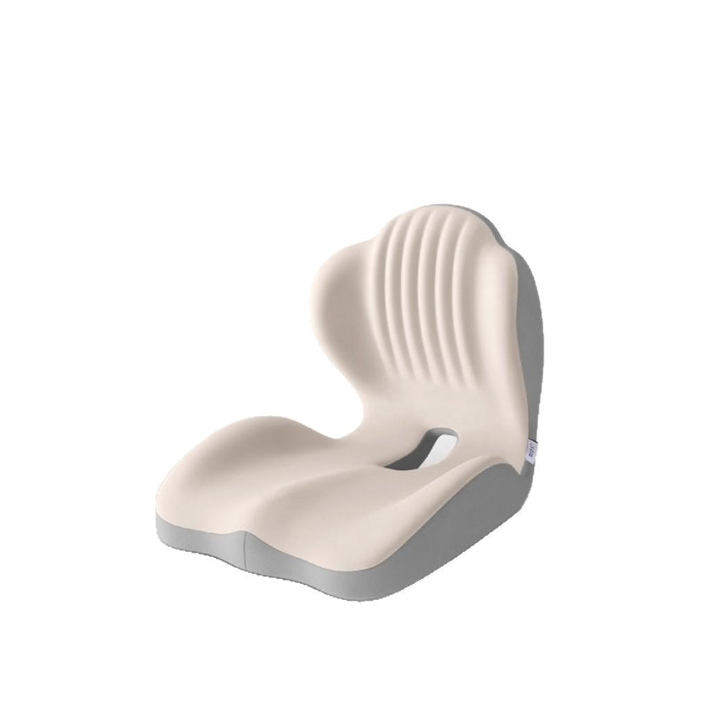 Beige sittdyna med formad rygg i memoryskum