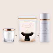 Champagne Rhubarb Size Trio, 160g Candle + 350g Refill + 650g Tube