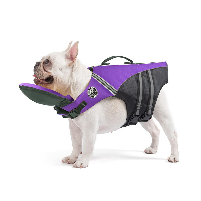 Lila flytväst för hund med bärhandtag
